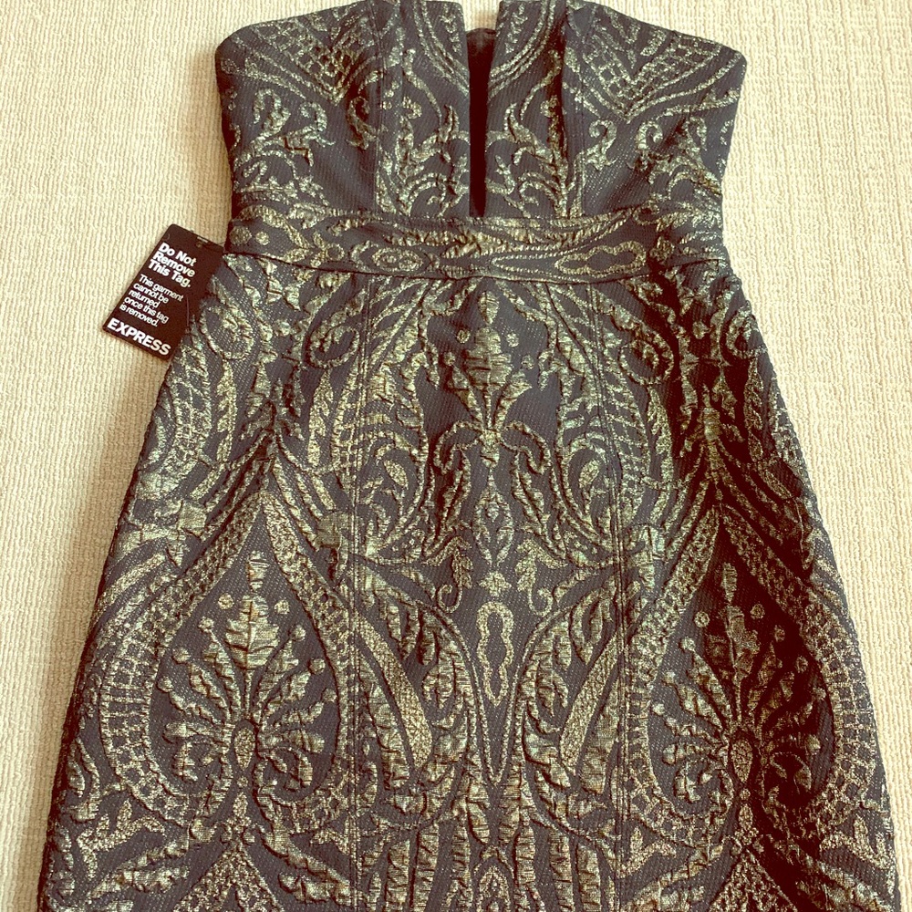 Express Black & Gold Cocktail Dress